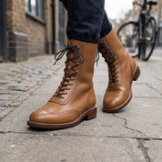 Men's Tan Wingtip Leather Ankle Boots — Lutton