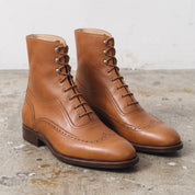 Men's Tan Wingtip Leather Oxford Boots — Selby