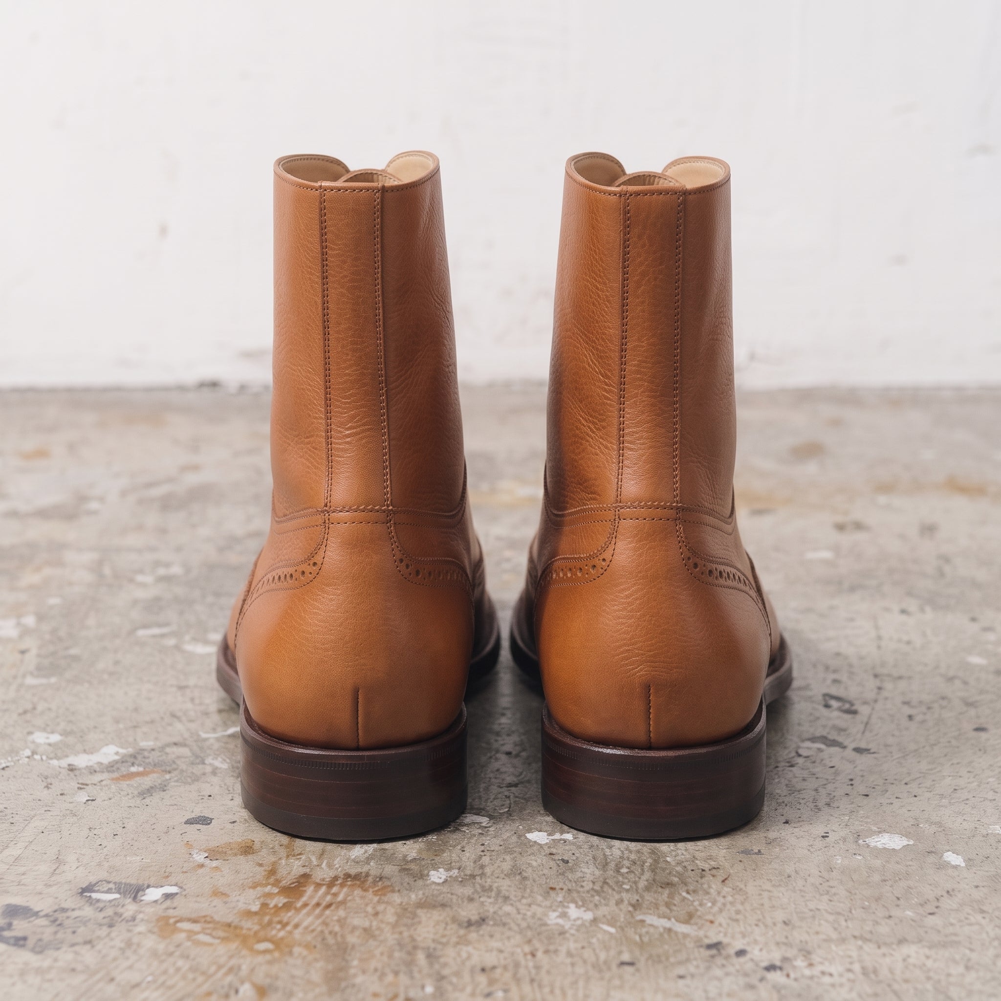 Men's Tan Wingtip Leather Oxford Boots — Selby