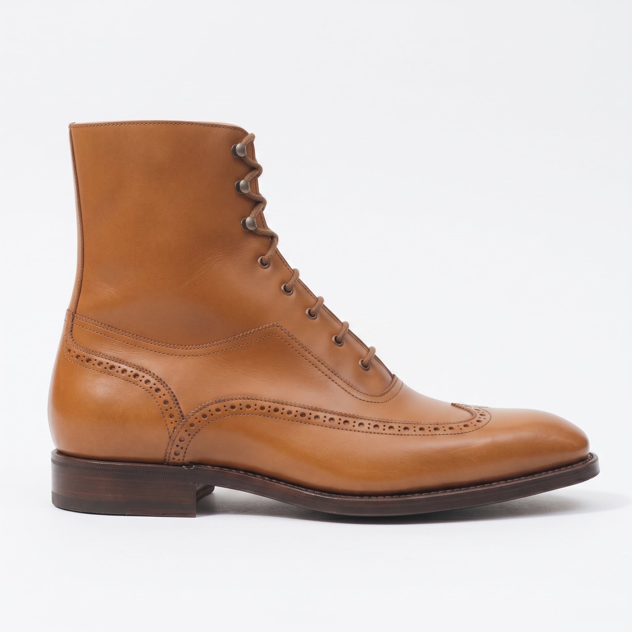 Men's Tan Wingtip Leather Oxford Boots — Selby