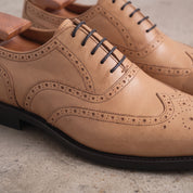 Men's Tan Wingtip Leather Oxfords — Amerton