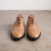 Men's Tan Wingtip Leather Oxfords — Amerton