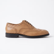 Men's Tan Wingtip Leather Oxfords — Amerton