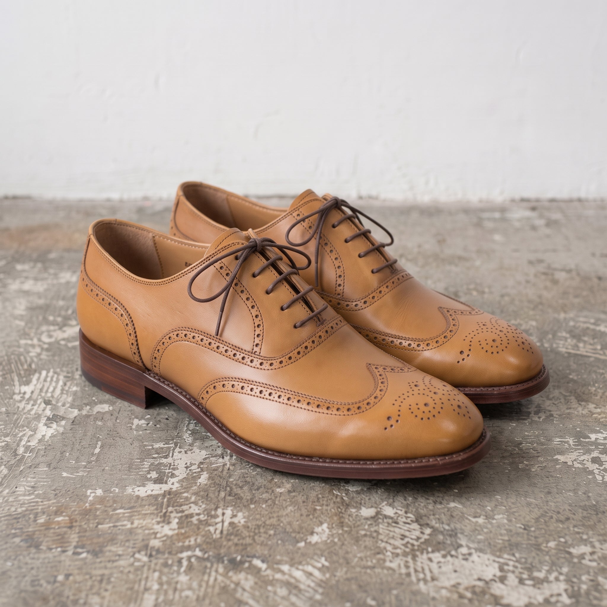 Men's Tan Wingtip Leather Oxfords — Mildenhall