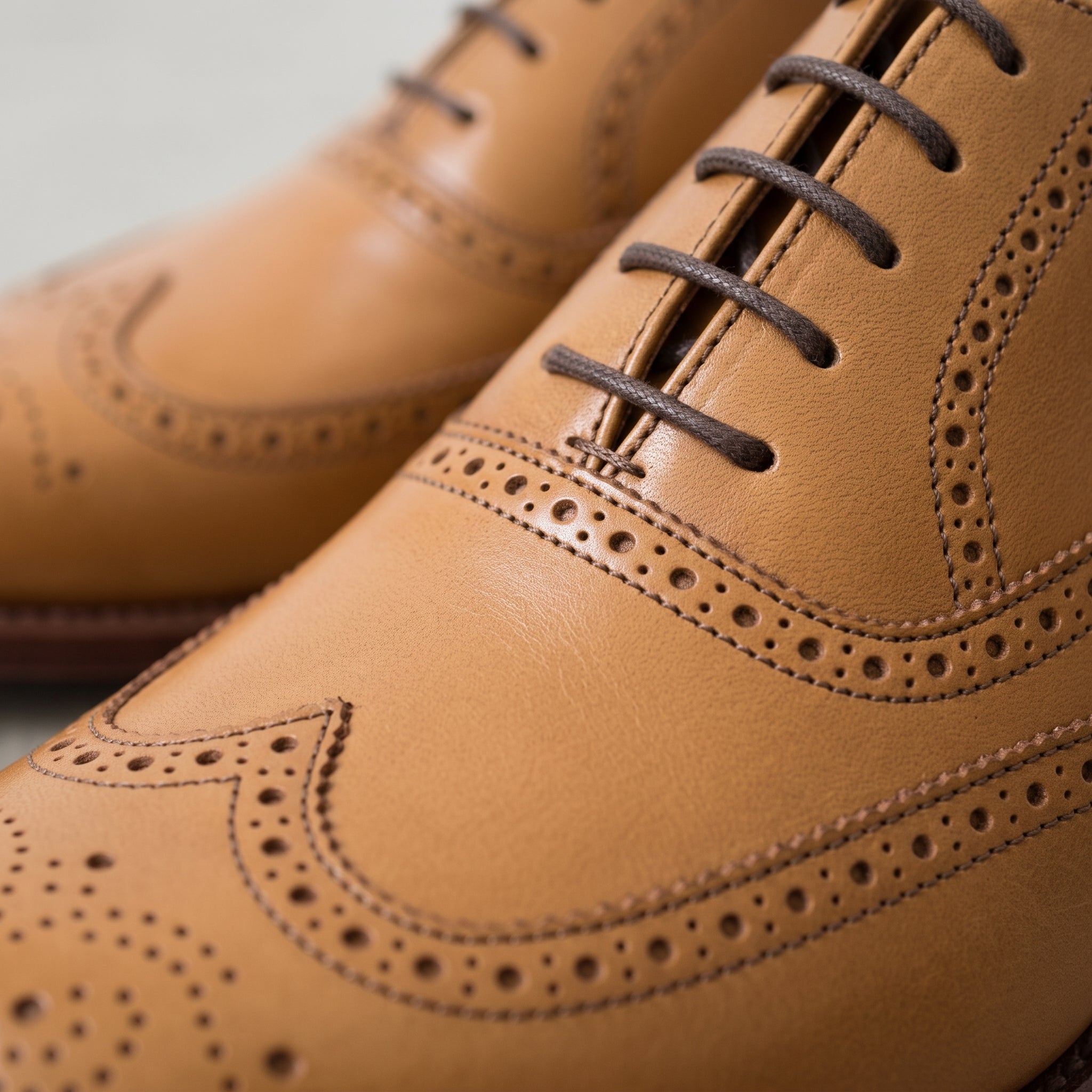 Men's Tan Wingtip Leather Oxfords — Mildenhall