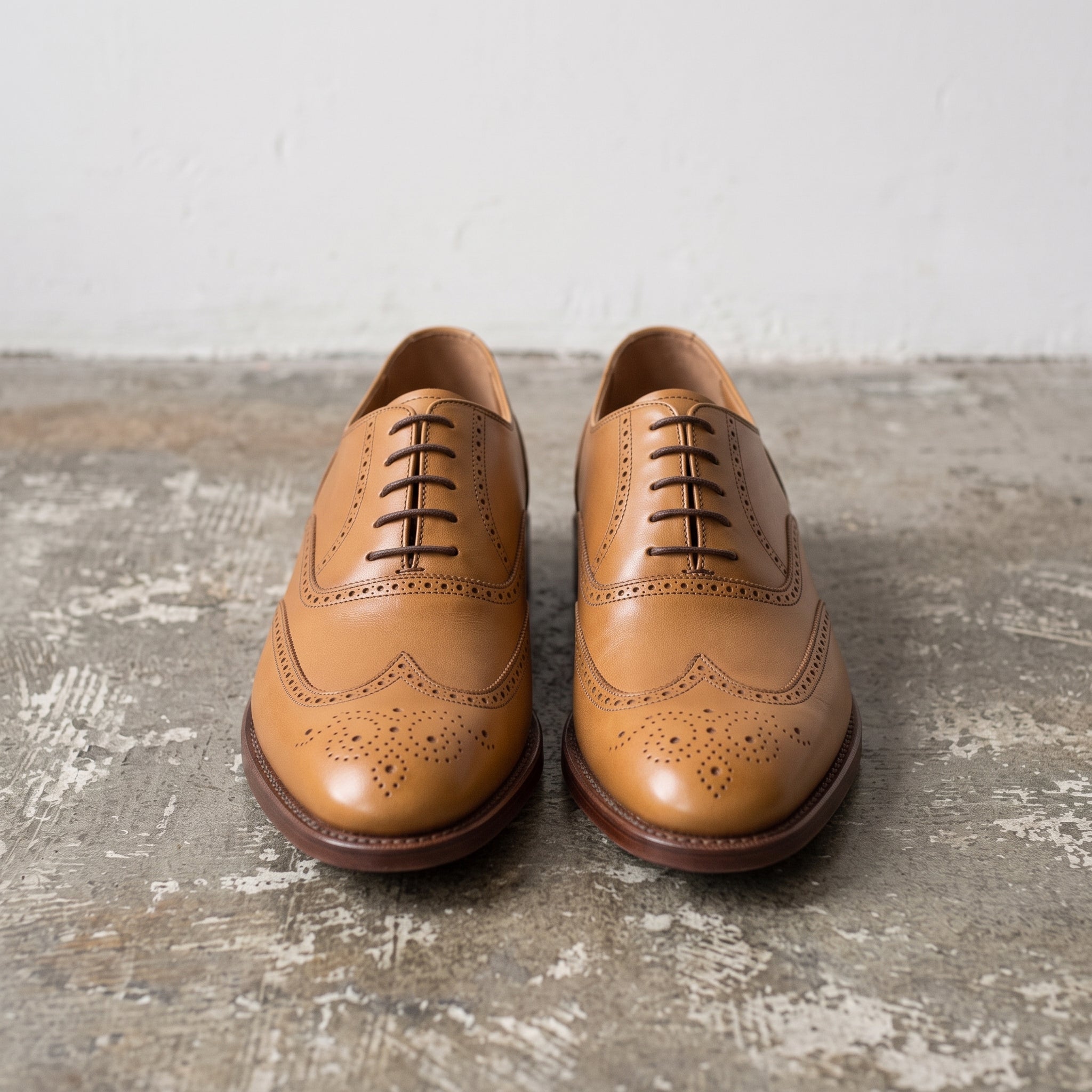 Men's Tan Wingtip Leather Oxfords — Mildenhall