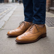 Men's Tan Wingtip Leather Oxfords — Mildenhall