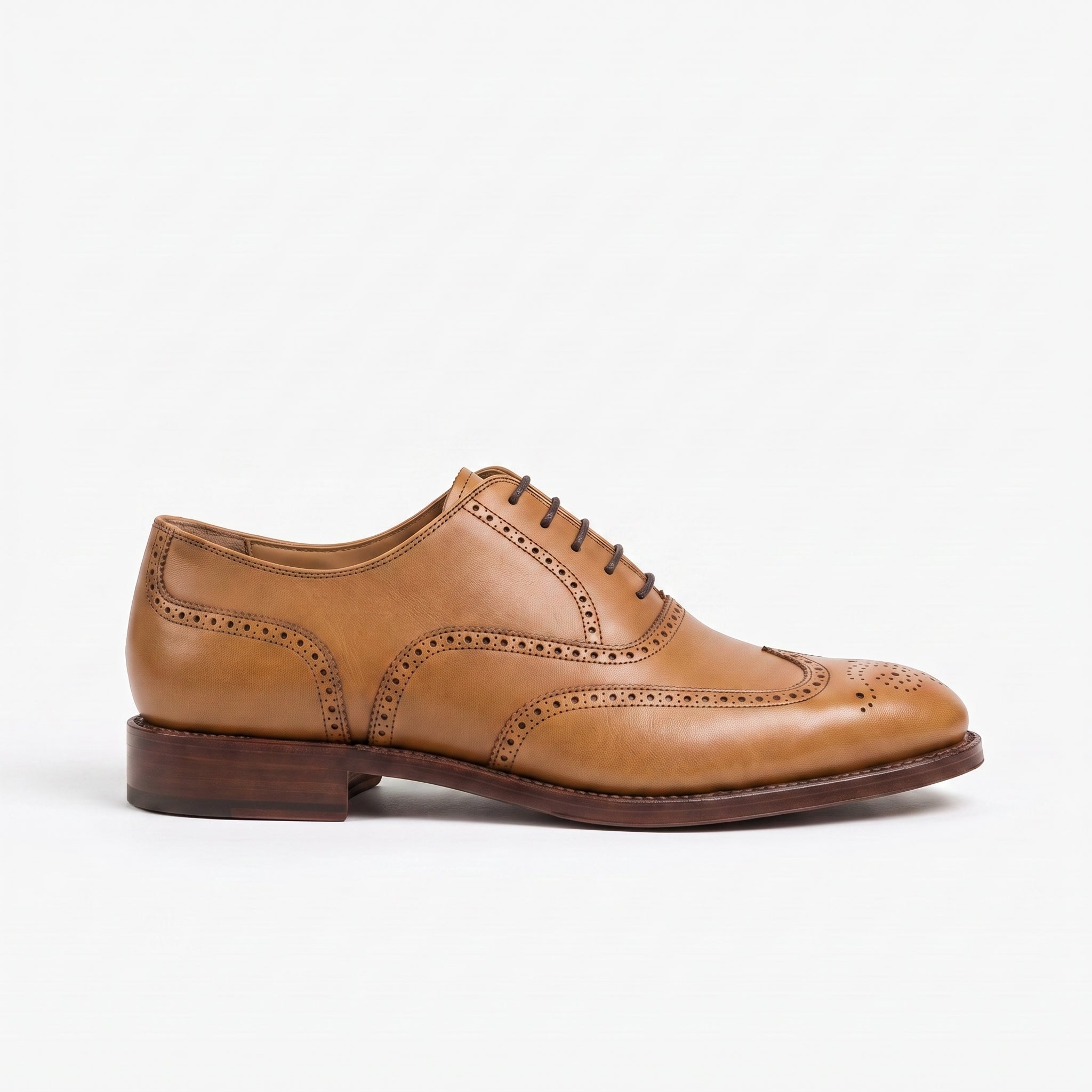 Men's Tan Wingtip Leather Oxfords — Mildenhall