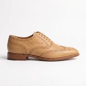 Men's Tan Wingtip Pebbled Leather Oxfords — Chigwell