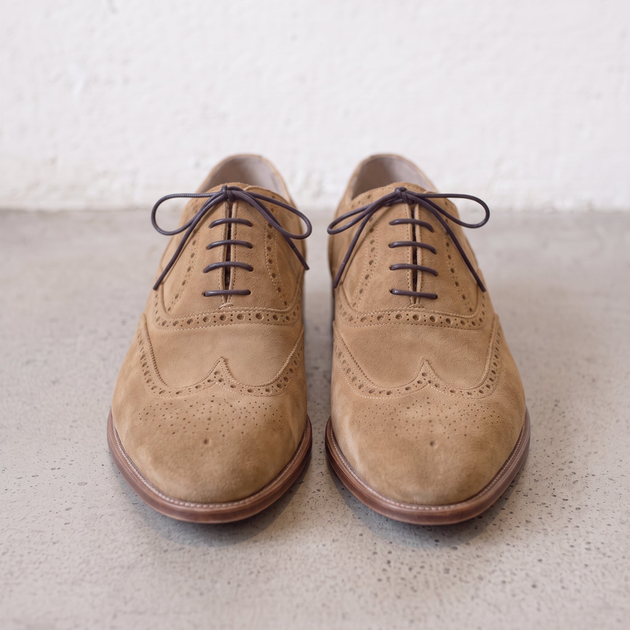 Men's Tan Wingtip Suede Oxfords — Galsworthy
