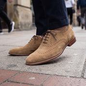 Men's Tan Wingtip Suede Oxfords — Galsworthy