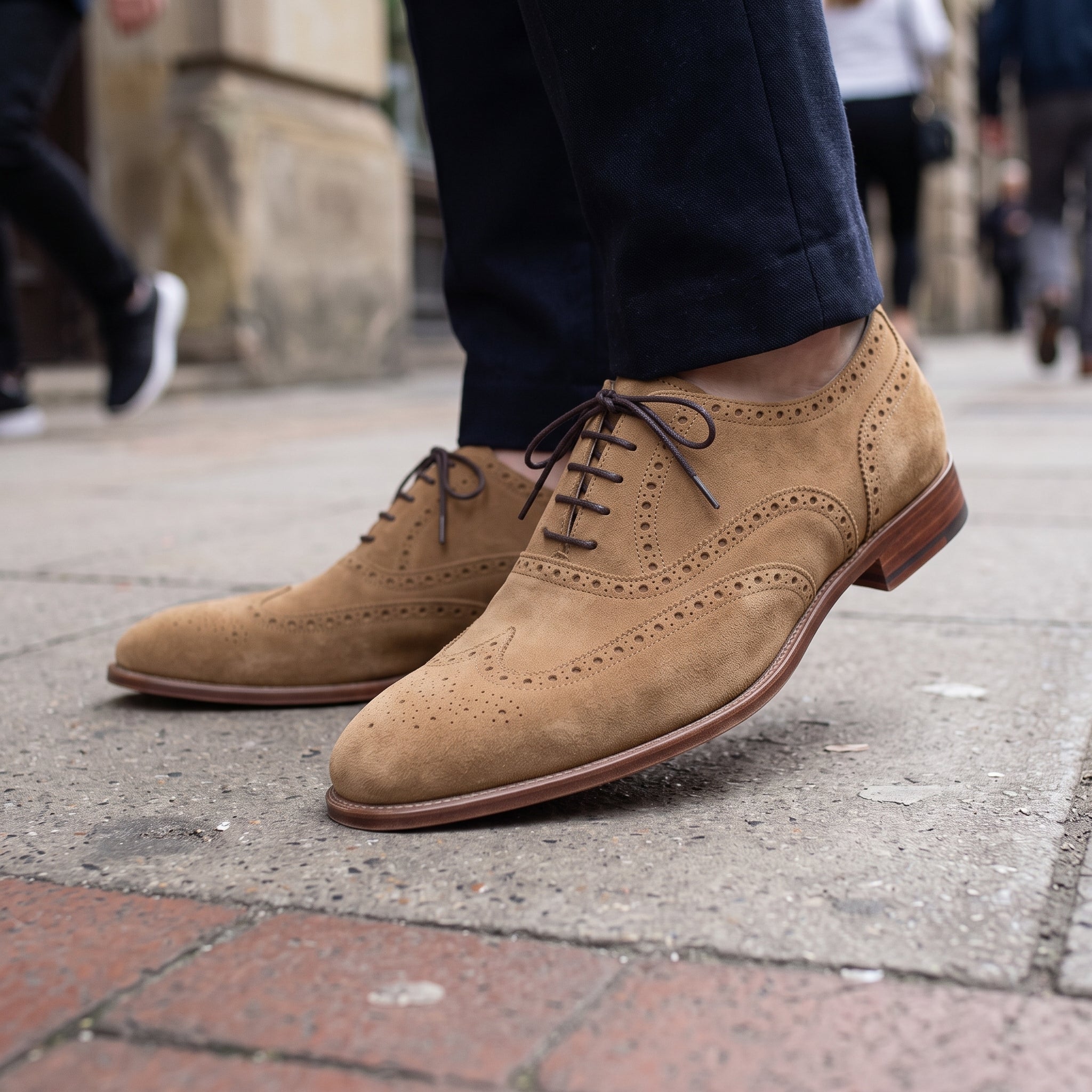 Men's Tan Wingtip Suede Oxfords — Galsworthy