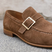 Men's Brown Suede Monk Strap Loafers — Abborfield