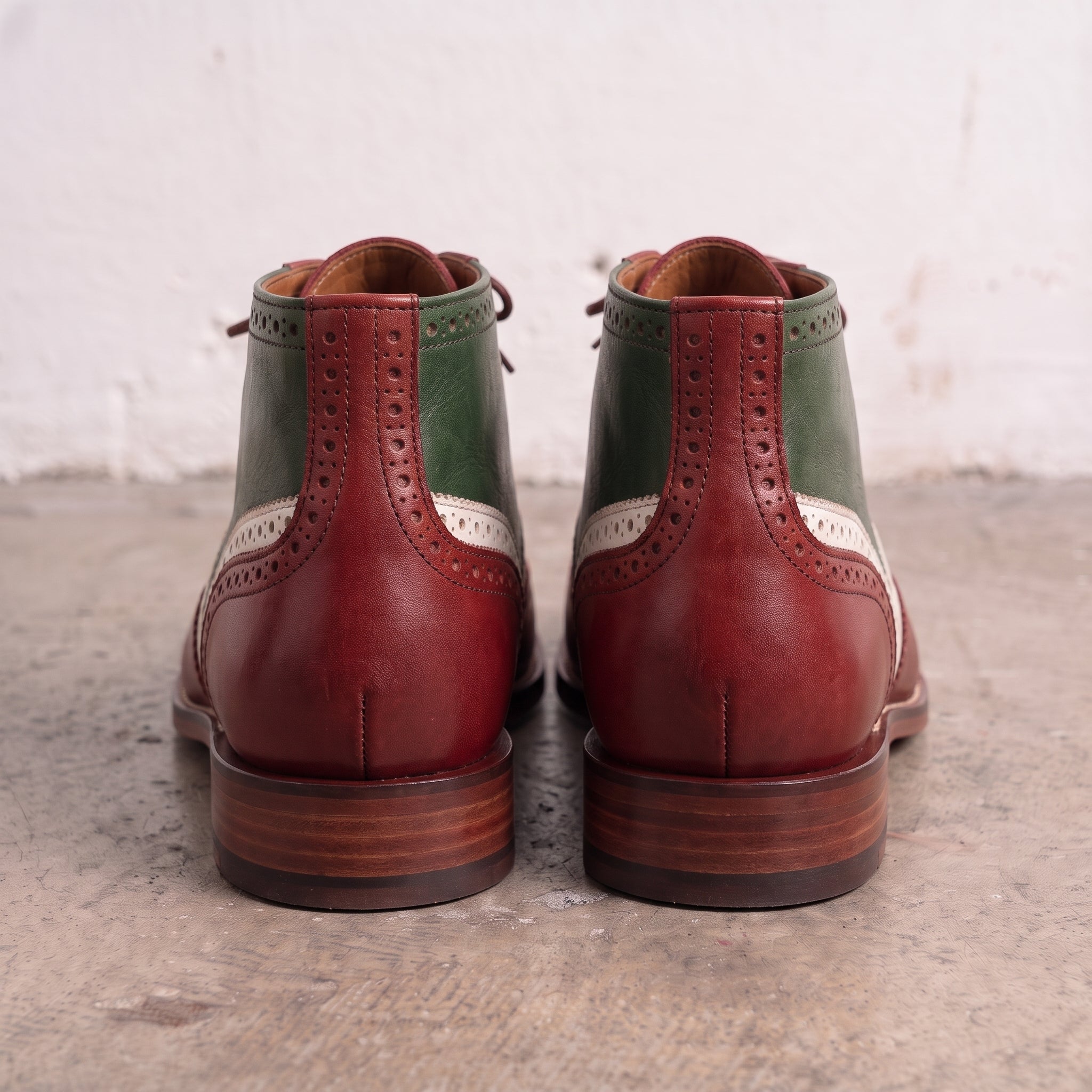 Men's Tri-Color Wingtip Leather Brogue Ankle Boots — Adburn
