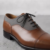 Men's Brown and Grey Two-Tone Cap-Toe Leather Oxfords — Hastings