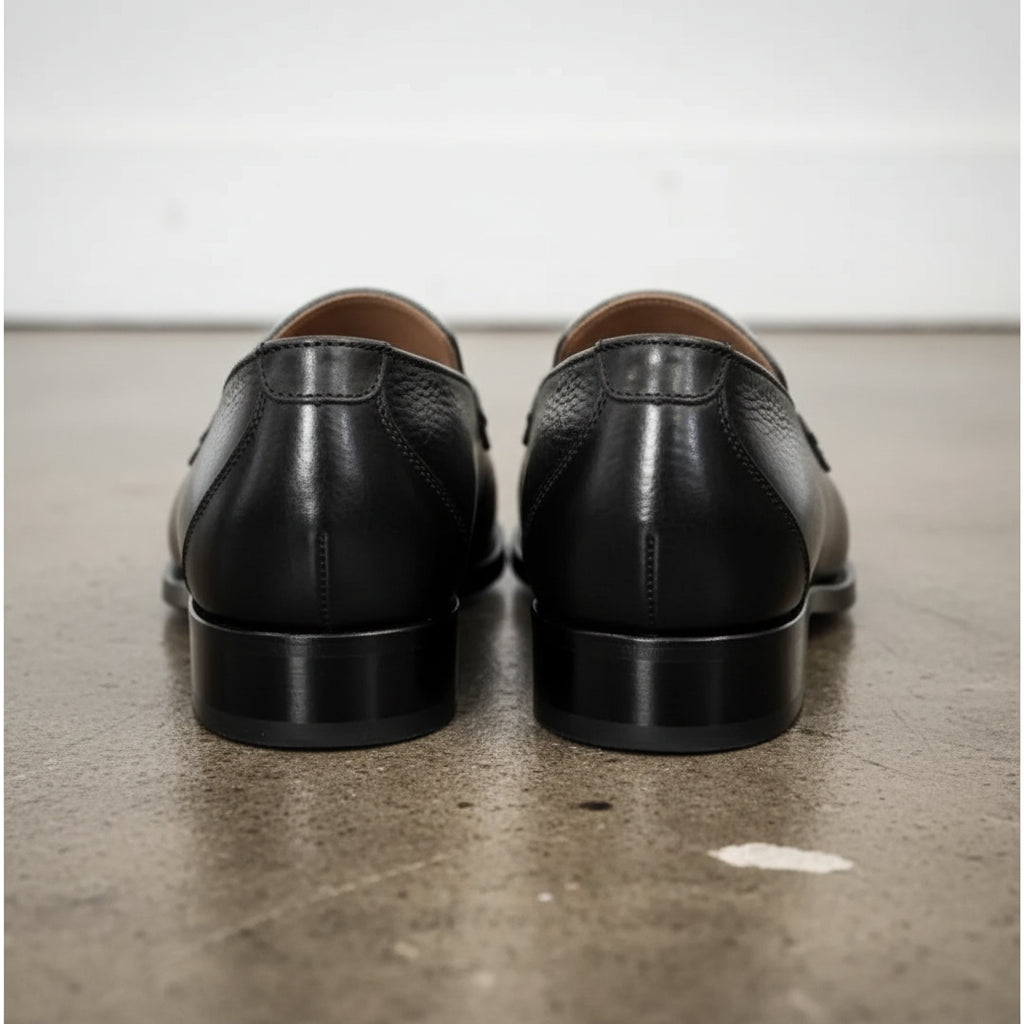 Mens two tone Leather Slip On Moccasin, leather Shoes for Men - back-view