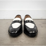 Mens two tone Leather Slip On Moccasin, leather Shoes for Men - front-view