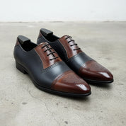 Mens Two tone Oxford shoes, Men Spectator Shoes, Pointed toe shoes - angle-view-showing-depth