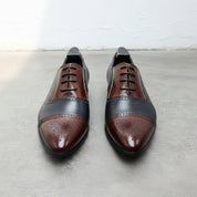 Mens Two tone Oxford shoes, Men Spectator Shoes, Pointed toe shoes - front-view