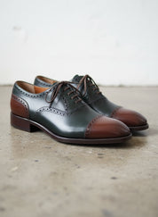 Mens Two tone Oxfords wedding Shoes, Mens Leather dress Shoes, Mens Shoes - angle-view-showing-depth