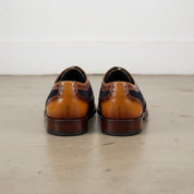 Mens Two tone wingtip brogue dress shoes, Men leather And suede shoes - back-view