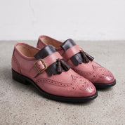Men's Two-Tone Wingtip Leather Monk Strap Shoes — Maxwell