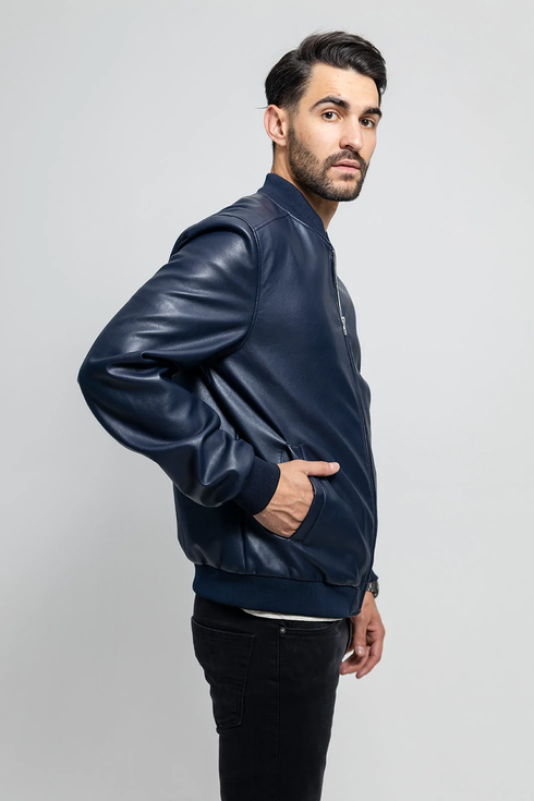 Pattern Print Vegan Men's Bomber Jacket
