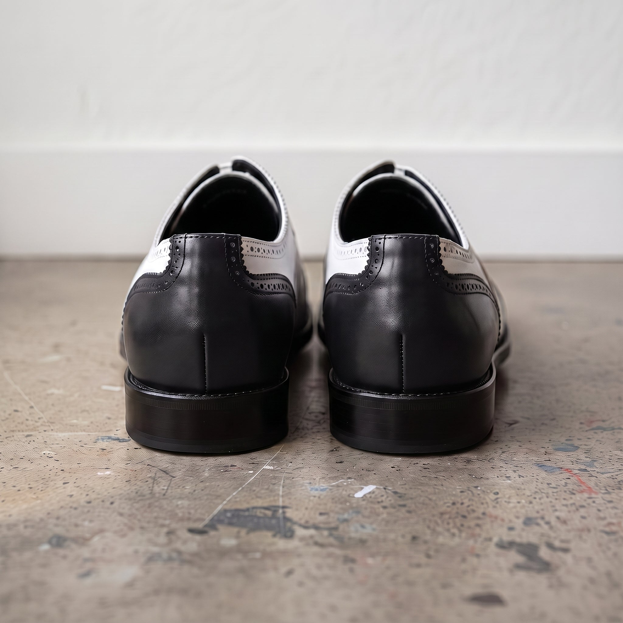 Men's White and Black Cap-Toe Spectator Leather Oxfords — Craven