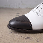 Men's White and Black Cap-Toe Spectator Leather Oxfords — Craven