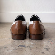 Men's White and Brown Cap-Toe Spectator Leather Oxfords — Craven