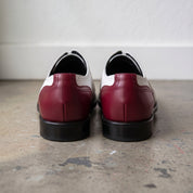 Men's White and Burgundy Cap-Toe Spectator Leather Oxfords — Craven