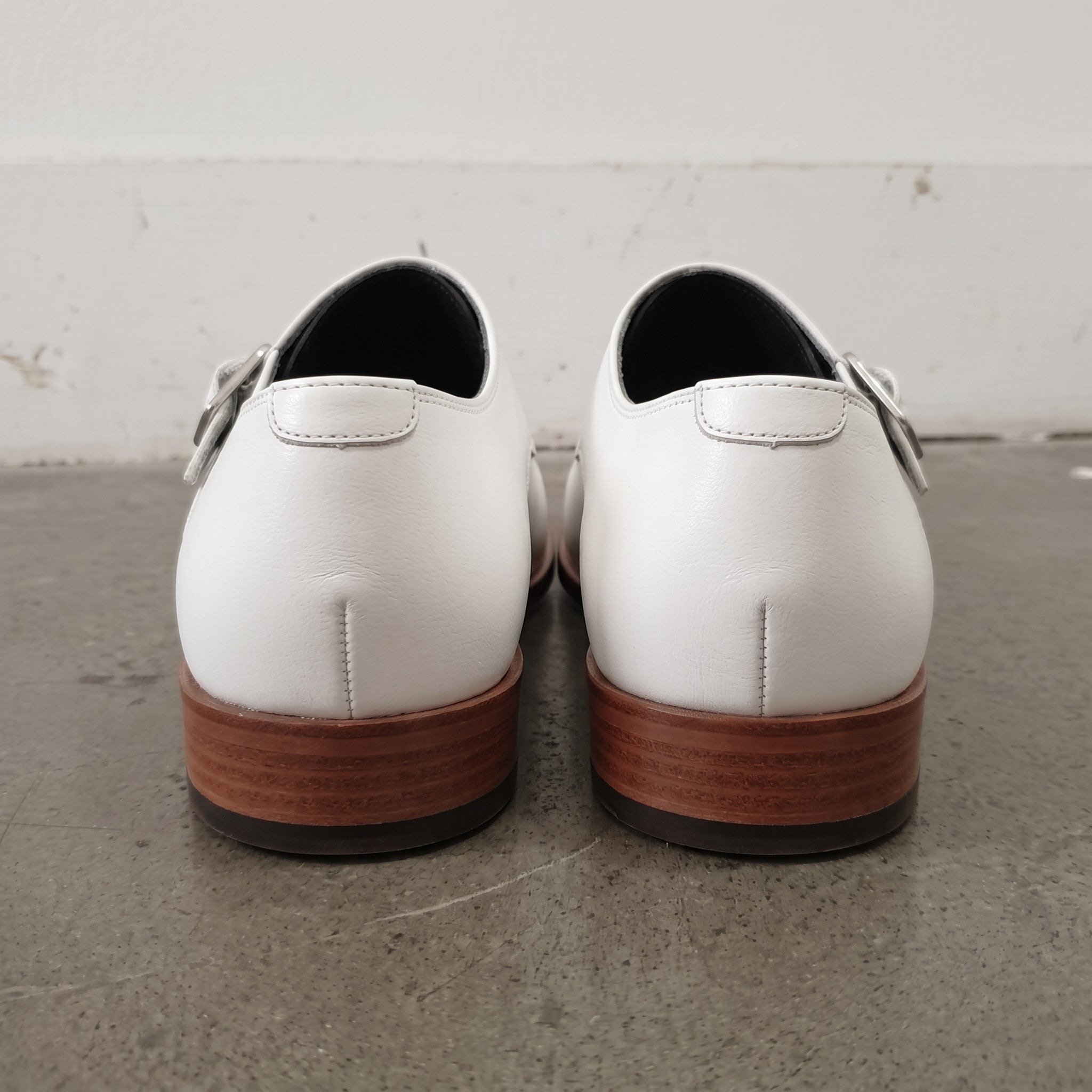 Men's White Cap-Toe Leather Double Monk Strap Shoes — Ardleigh