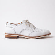 Men's White Pebbled Leather Wingtip Brogue Oxfords — Forster
