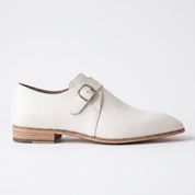 Men's Cream White Plain-Toe Leather Monk Strap Shoes — Attley
