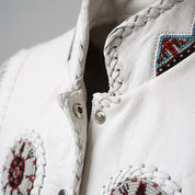 Handmade Men’s White Suede Western Leather Fringe Vest — Huxley