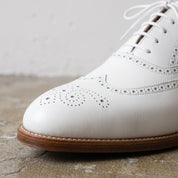 Men's White Wingtip Leather Brogue Oxfords — Chard