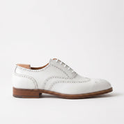 Men's White Wingtip Leather Brogue Oxfords — Chard