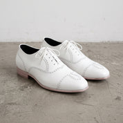 Men's White Wingtip Leather Oxfords — Herford