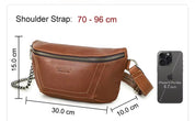 Women's Edgy Genuine Leather Chain Sling Fanny Pack,  Fashionable Sling Bag