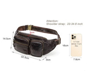 Men's Stylish Leather Fanny Pack, Multi-Zippered Chest Bag for Everyday Use