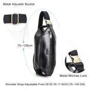 Vintage Men's Hexagon Leather Crossbody Bag, Genuine Leather Men's Chest Bag