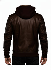 model-back-details - Antique Brown Leather Fashion Jacket for Men, Winter Leather Apparel,