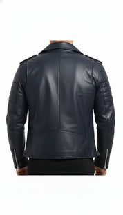 model-back-details - Handmade Men Black Cowhide Fashion Leather Jacket, Leather Jackets For