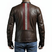 model-back-details - Men Brown Leather Jacket, Mens Biker Jacket, Casual Leather Jackets