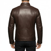 model-back-details - Men Slim Fit Leather Jacket, Jackets, antique brown Leather Jacket