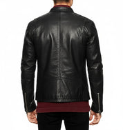 model-back-details - Men's Biker Leather Jacket, Stylish Black Leather Jacket for Men