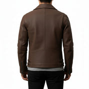 model-back-details - Men's Cafe Racer Leather Jacket, Biker Jacket, Leather Moto Jacket, Handmade Motorcycle Jacket