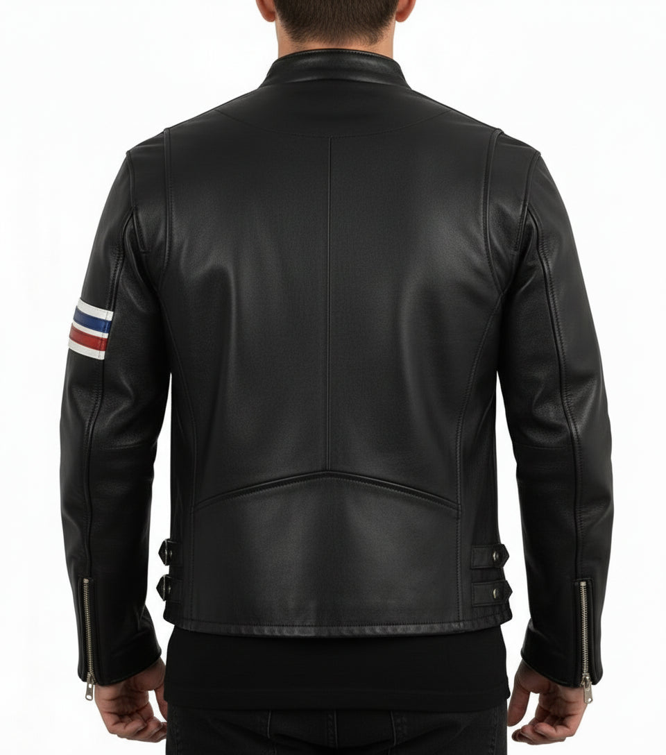 Men's Black Easy Rider Leather Motorcycle Jacket | Classic Biker Jacket ...