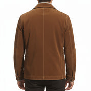 model-back-details - Men's Field Suede Jacket, Suede Field Jacket, Men's Casual Suede Jacket, Brown Suede Jacket