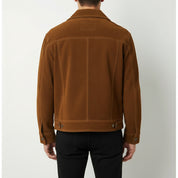 model-back-details - Men's Handmade Suede Western Jacket, Button-Front Casual Coat, Vintage Style Leather Jacket